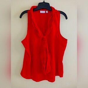 Elegant Red Sleeveless Blouse